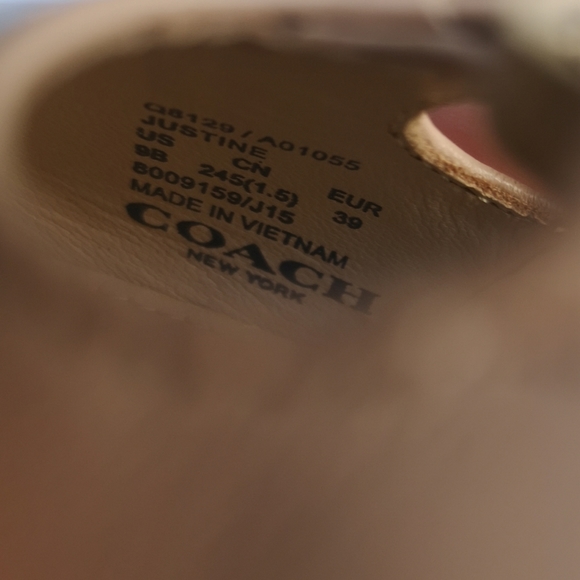 Coach Justine Leather Ghillie Lace Up Pointed Toe Ballet Flat in Nude - Picture 16 of 16